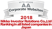 WITH GRADE AA Corporate Websites 2018 Nikko Investor Relations Co.,Ltd. Ranking in all listed companies in Japan